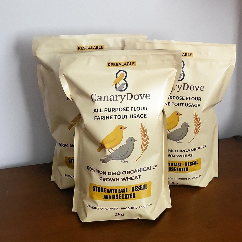 CanaryDove 2kg Organic All Purpose Flour. 100% Non GMO Premium Baking Quality